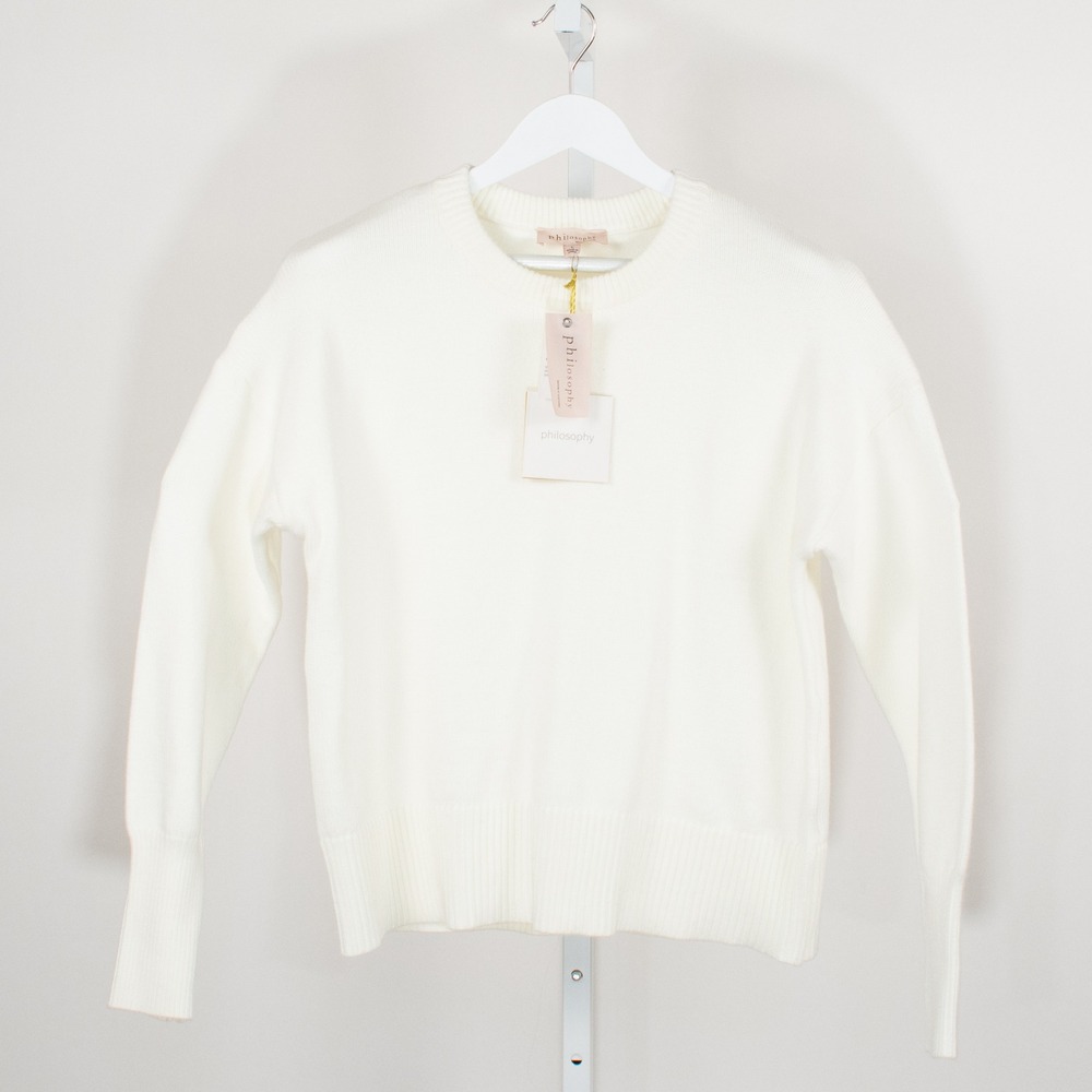 Philosophy Republic Clothing Women Cream Ribbed Knit‎ Crew Neck Sweater Size L